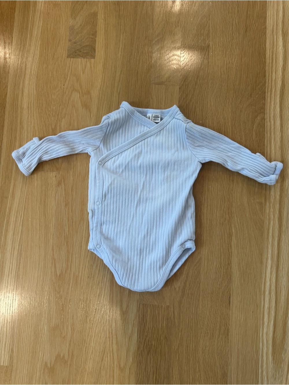 Janie and Jack Classic Ribbed Long-Sleeve Baby Onesie in Light Blue, 3-6 Months
